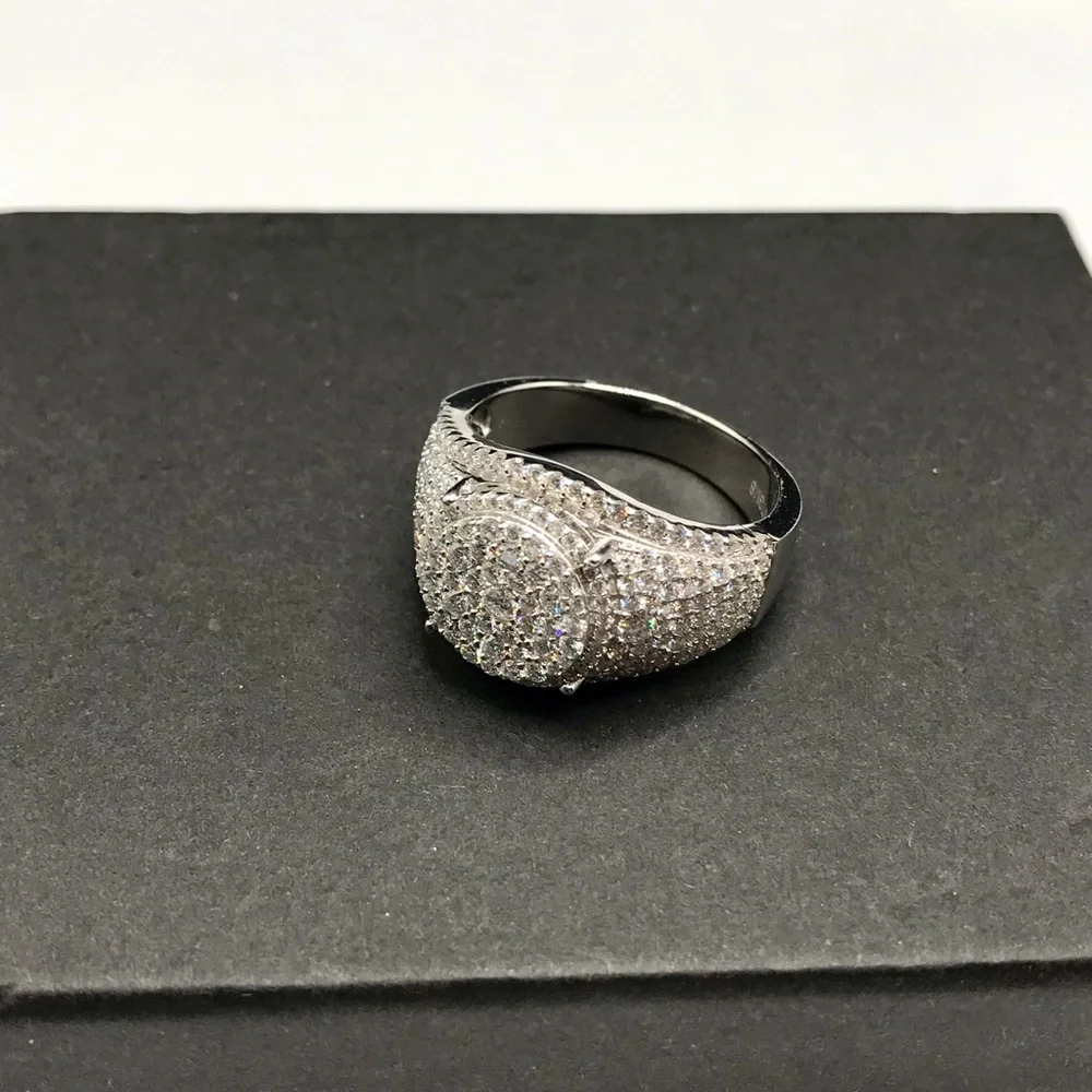 925 Sterling Silver 4.00CTW MOISSANITE Round Pave Men’s Ring Size 8,9,10 or 12